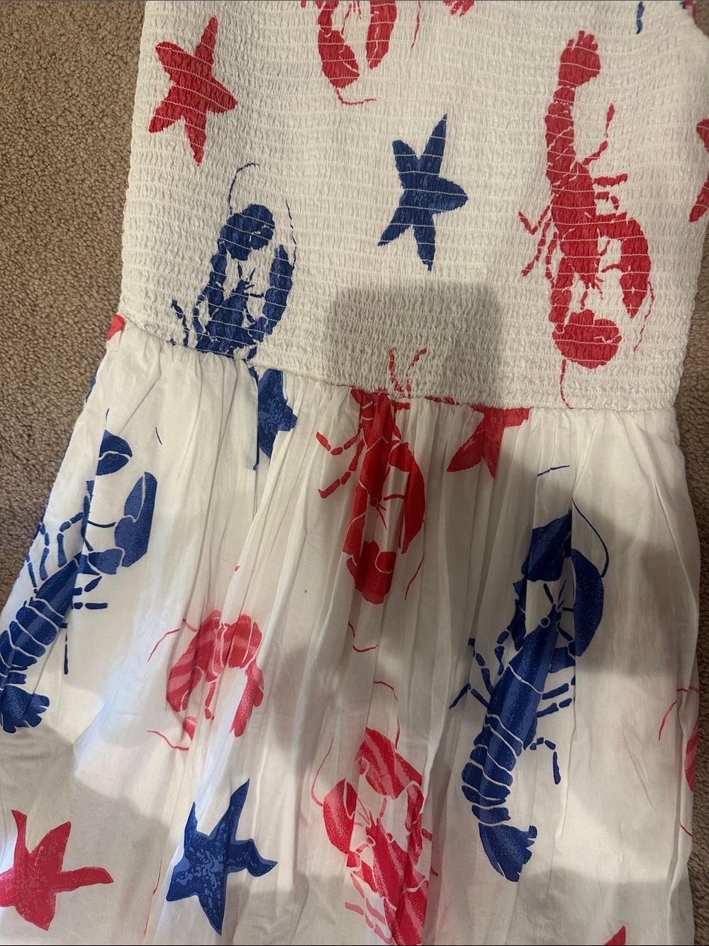 J. Crew White Dress with Red Lobster & Blue Print - Picture 4 of 7